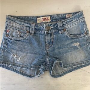 MKX Jeans Women's Light Blue Distressed Denim Shorts